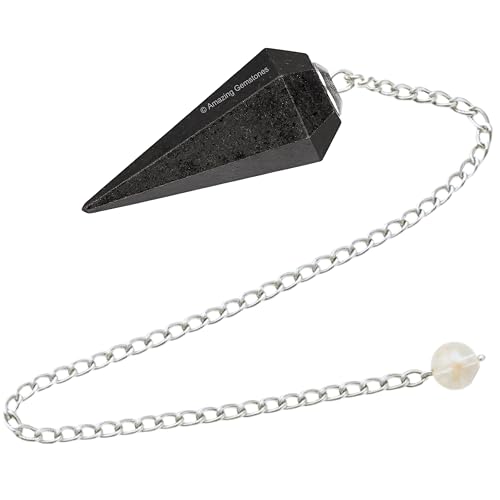Amazing Gemstone Black Tourmaline Crystal Pendulum for Divination - Certified Dowsing Crystals and Healing Stones for Chakra Balancing and Meditation - Enhance Reiki Spiritual Growth - color: Black Tourmaline (Mental)