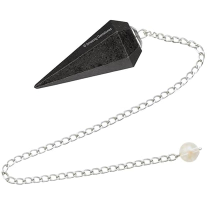 Amazing Gemstone Black Tourmaline Crystal Pendulum for Divination - Certified Dowsing Crystals and Healing Stones for Chakra Balancing and Meditation - Enhance Reiki Spiritual Growth - color: Black Tourmaline (Mental)