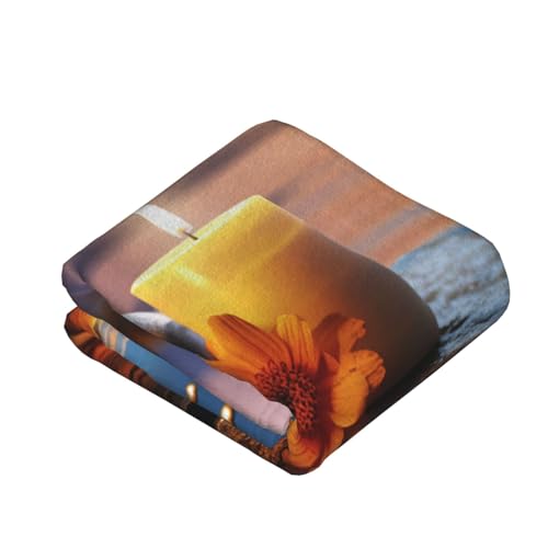 60"X50" Throw Blanket Plush Flannel Fleece Blanket Soft Lightweight Candles Meditation Stones Cozy Blankets for Bed Couch Sofa Travel - size: 60"x50"