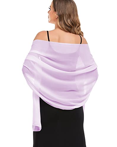 Shawls and Wraps for Evening Dresses Sheer Chiffon Women Elegant Soft Silky Wraps Wedding Bridal Scarf - color: Lavender, size: 79*18‘’