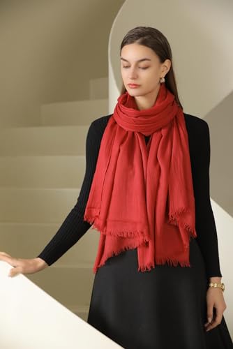 Pashmina Shawl Party Wraps Evening Dress Bridesmaid Long Cotton Scarves for Wedding - color: Wine Red 12