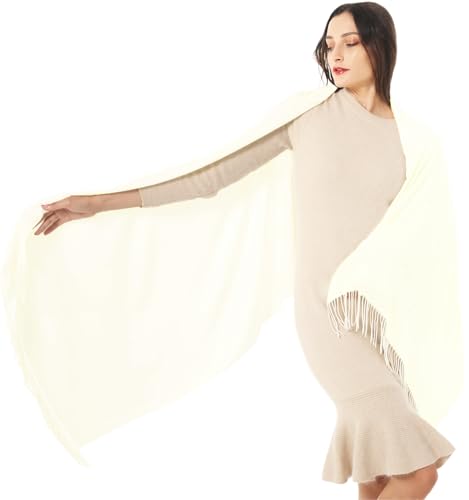 TwoYek Womens Scarf Pashmina Shawls and Wraps for Evening Dress Wedding Bridesmaid Gift - color: Off-white