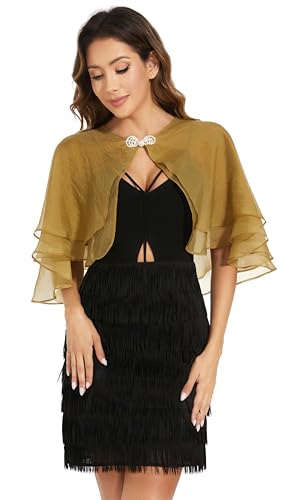 Women's Sheer Tencel Shawls and Wraps for Evening Dresses Soft Wedding Cape Lightweight Bridesmaid Scarves Cover Up - color: Dark Yellow
