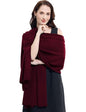 Soft Cashmere Blend Wrap Chic Scarf Stole for Women Wayfarer Travel Extra Large 87"x28" - color: Wine Red