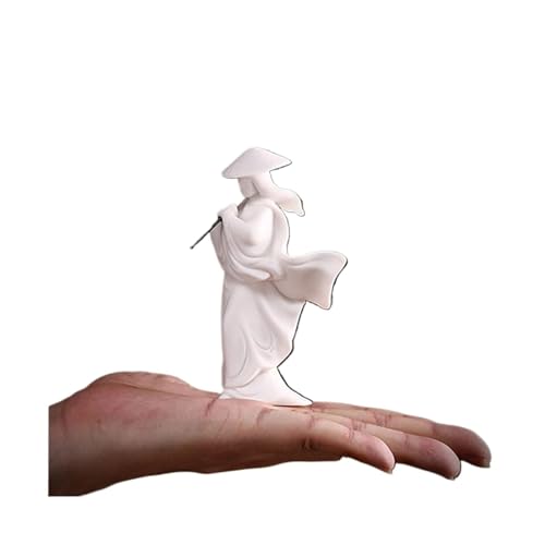 Room Decor White Jade Ceramics Zen Meditation Buddhism Minimalist Statue Figurine Sculptures Home(Flute) - color: Flute