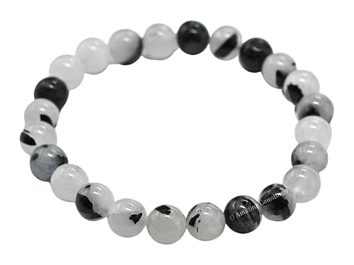 Amazing Gemstone Crystal Bracelet for Women Men's Gifts - Protection Healing Crystal Bracelet - 8mm Gemstone Beaded Stretchable Bracelet Pulseras Para Hombres Mujer Stocking Stuffers Mothers Day Gift (Black Rutilated Quartz) - color: Black Rutilated Quart