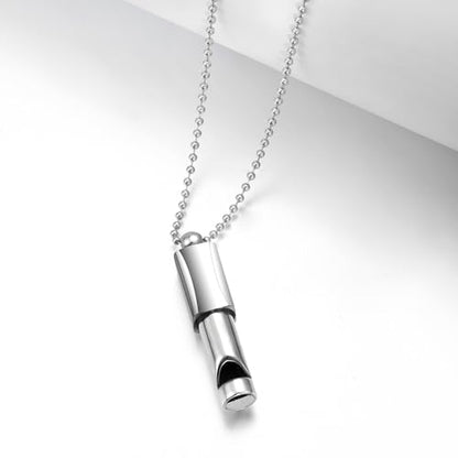 Anxiety Whistle Frequency Healing Devices Mindfulness Breathing Necklace Meditation Stress Relief Tuning Tool Outdoor Emergency Life Saving Tools Jewelry Gift for Women Men - color: Steel