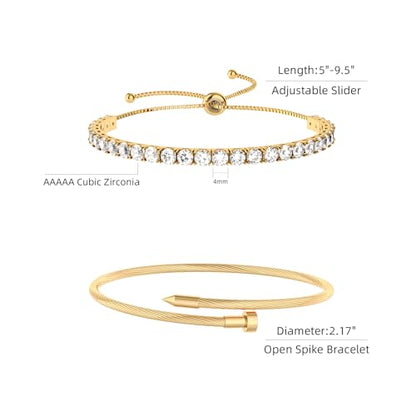 PCY Gold Bracelets For Women,3PC Bangle Gold Plated Bracelets For Women,Trendy Statement Cuff Stackable Bangles Set,Fashion Jewelry for Women. - size: Small