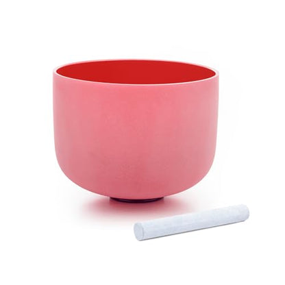 Hye-eun 432hz Crystal Singing Bowl,10 inch C Note Root Chakra Red Frosted Quartz Sound Bowl without Carrier Case for Yoga Healing Sound Energy Vibration - color: 10"C 432hz Red without bag