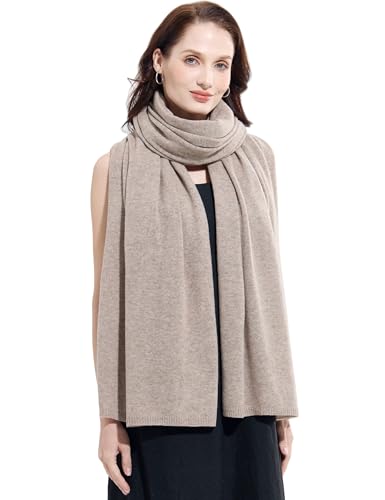 Soft Cashmere Blend Wrap Chic Scarf Stole for Women Wayfarer Travel Extra Large 87"x28" - color: Dark Mottle Camel