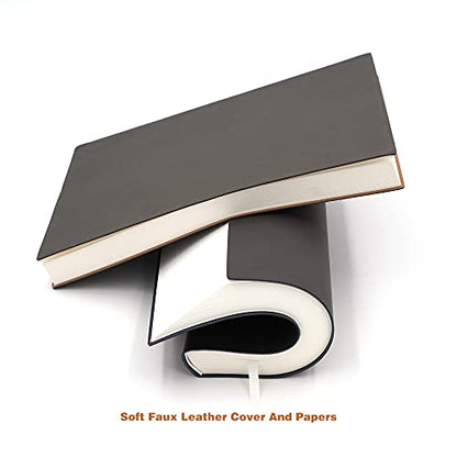Large Thick Journal Notebook, Blank Papers, A4 8.4x11.4 inches, 416 Pages, Soft Faux Leather Cover Sketchbook for Writing Drawing (Black, Plain) - color: Black, Plain, 416Pages