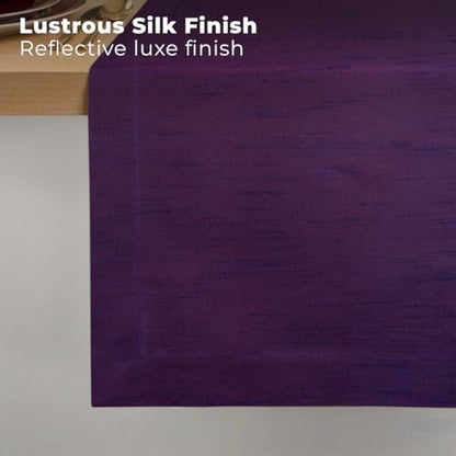 Luxe Shine™ by D'Moksha Purple Table Runner 120 Inches Long, Elegant Silk Table Runner, Machine Washable, 14 x 120 Inch for Dresser, Dining- Summer, Father's Day - color: Purple, size: 14 X 120 Inch