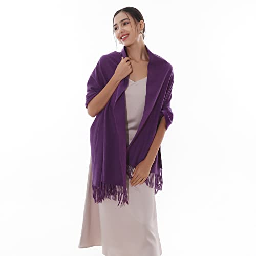 RIIQIICHY Winter Scarfs for Women Pashmina Shawls Wraps for Evening Dresses Large Warm Soft Scarves - color: Purple-1