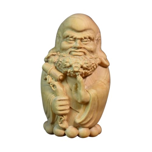 Wooden Bodhidharma Sculpture for Desktop Decor Elegant Hand-Carved Cypress Ornament Unique for Home and Office for Meditation Spaces