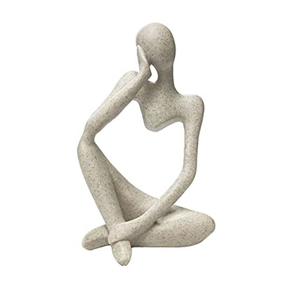 prosfalt Sandstone Resin Thinker Style Abstract Sculpture Statue Collectible Figurines Home Office Bookshelf Desktop Decor(Sandstone - Left Reverie) - color: Sandstone - Left Reverie