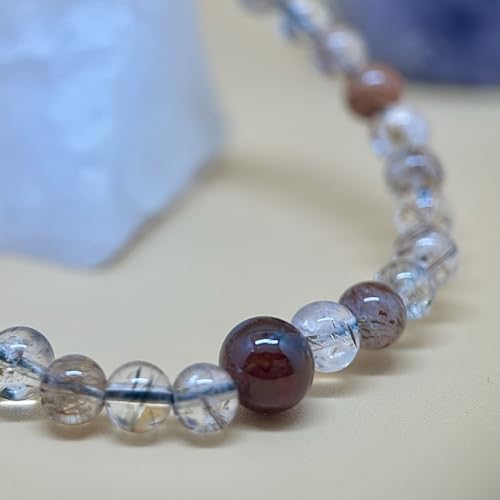 Birth Flower Crystal Bracelets for Women, Handmade Natural Gemstone Stretch Jewelry with Healing & Positive Energy - color: Jun. Rose & Quartz（2）