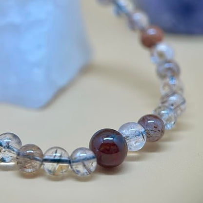 Birth Flower Crystal Bracelets for Women, Handmade Natural Gemstone Stretch Jewelry with Healing & Positive Energy - color: Jun. Rose & Quartz（2）