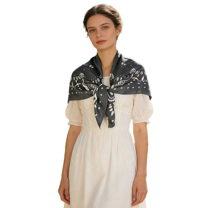 35" Head Scarf Large Square Scarf Like Cotton Hairscarf Fashion Scarves Bandana Night Sleeping Wraps for Women B01 - color: Navy Paisley