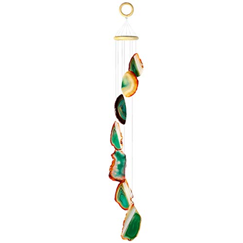 rockcloud Agate Slices Geode Wind Chime Home Garden Decoration Figurine, 28-33 inches - color: Green
