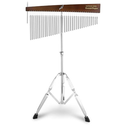 EASTROCK 36 Note Chimes Slant Style Musical Instruments Percussion Instrument European Ash Single-row Chime Bar Chimes Percussion Height-Adjustable Stand Silver - color: Silver