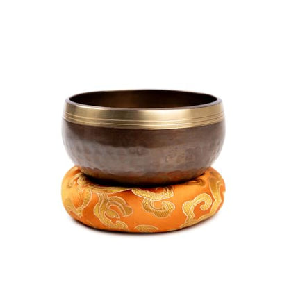 Tibetan Singing Bowl Set Brass - Master Healing Grade - Authentic Handcrafted Sound Bowl by Himalayan Bazaar - color: Brown