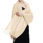 TZ Promise Women Pashmina Shawls and Wraps for Evening Dresses,Soft Large Long Scarf for Wedding,Bride Bridesmaid Gifts - color: Beige