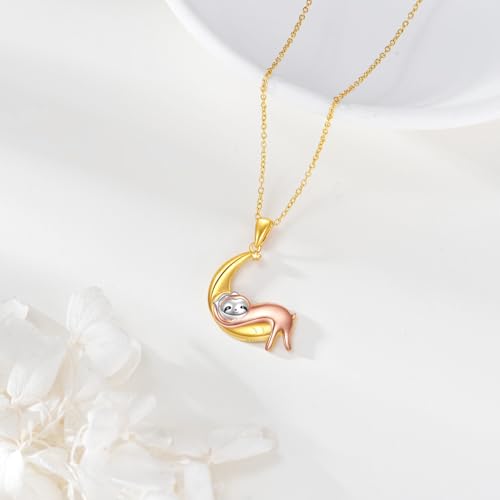Animal Necklace 925 Sterling Silver Pendant Jewelry Gift for Women Animal Lover - style: Sloth