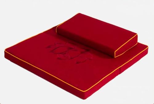 Large and Meditation Cushion,Square Handcrafted Meditation Mat,Portable Foldable Floor Cushion Outdoor Coconut Fibre Linen Yoga Cushion(Size:24x24inch,Color:Red) - color: Red, size: 24x24inch