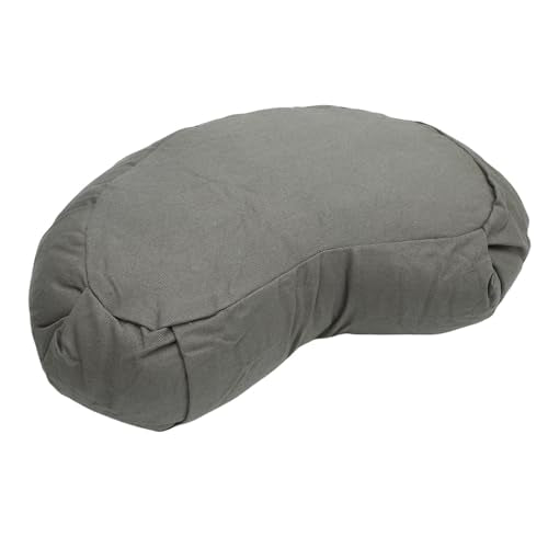 ZJchao Half Moon Meditation Cushion, Yoga Meditation Pillow with Buckwheat Hulls Cotton Cover for Floor Seating Office Home Meditation, Compact Lightweight Design (Gray) - color: Grey