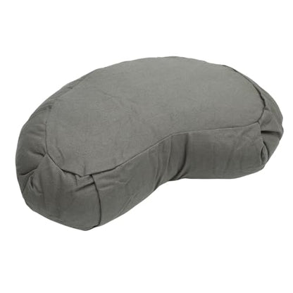 ZJchao Half Moon Meditation Cushion, Yoga Meditation Pillow with Buckwheat Hulls Cotton Cover for Floor Seating Office Home Meditation, Compact Lightweight Design (Gray) - color: Grey