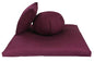 Kapok Zafu, Zabuton and Support Meditation Cushion Set (3pc) - color: Burgundy