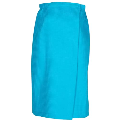 Women's Waffle Weave Spa Wrap - Lightweight, Breathable, One-Size-Fits-Most (29" Long) - color: Aqua Blue