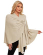 PULI Womens Elegant Cross Front Shawl Wraps Knitted Ponchos Cape Light Weight Poncho Sweater Soft Warm Travel Wraps - color: Barley Twist