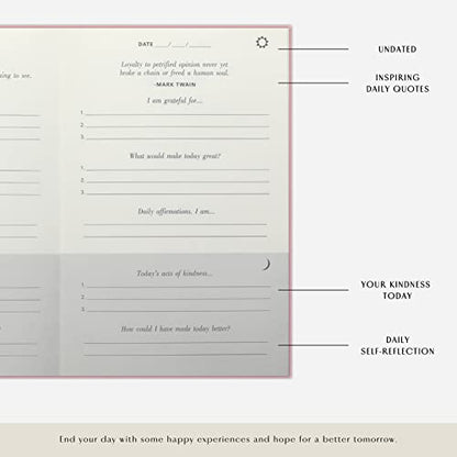 The Gratitude Journal : More Happiness, Positivity, Affirmation, Productivity, Mindfulness & Self Care - A Simple Undated Hardcover Daily Guide Planner Effective Gratitude Journal for Women (Pink) - color: Pink