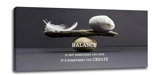 Zen Stone Large Wall Art Office Motivational Quotes Wall Decor Inspirational Balance Pictures Canvas Prints Framed Artwork Home Decorations above Bed for Living Room Dining Room Bathroom 60"x30" - color: Balance