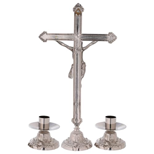 Holyart Silver Plated Brass Altar Set with Decorations