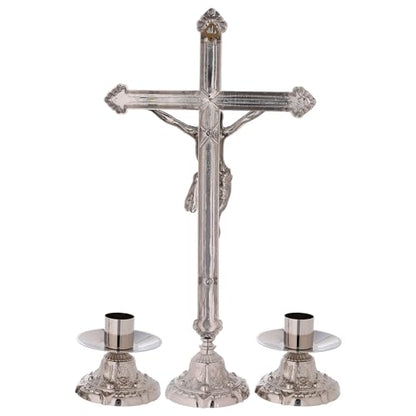 Holyart Silver Plated Brass Altar Set with Decorations