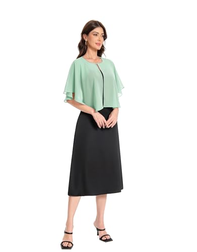 Baoqiya Capelets for women Chiffon Cape Soft Shawls and Wraps Wedding Capes 1920s flapper Cover Up - color: Mint