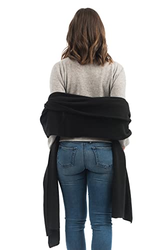 Dalle Piane Cashmere Womens Wool Cashmere Blend Stole Soft Italian Shawl Wrap for Wedding Evening Gift Made in Italy - color: Black