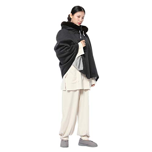DGXIN Unisex Meditation Hooded Monk Cloak One Size Length 60cm - color: Dark Grey
