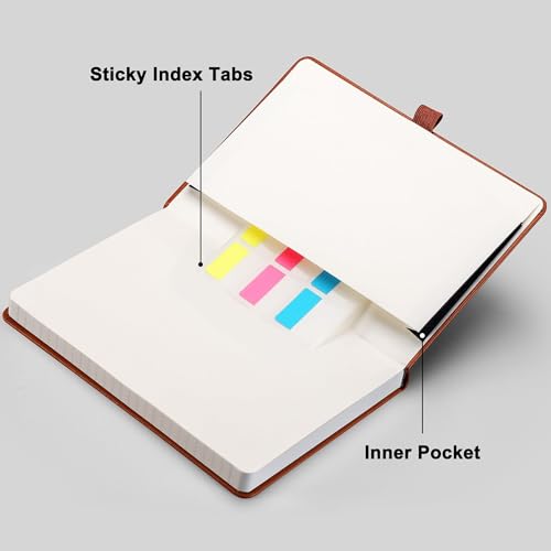 RETTACY Graph Grid Paper Notebook, 192 Pages, A5 Medium Size (5.7'' x 8.3''), 5 Squares per Inch, Leather Hardcover, 100 GSM Thick Paper, for School, Students, Math, Engineering (Brown) - color: Brown, style: Grid