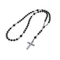 LIYAPEI Triple Protection Necklace with Tiger Eye, Obsidian, and Hematite - Stylish Men's Cross Necklace and Women's Y-Shaped Sweater Chain An Anxiety Relief Beaded Necklace. - color: Black Obsidian