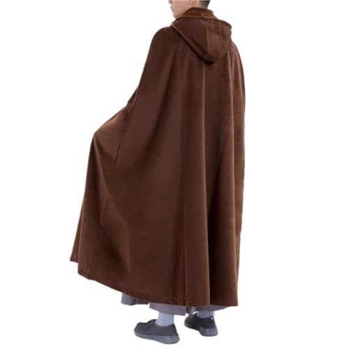 Unisex Meditation Cloak Warm Plush Meditation Buddhist Hooded Cape Meditation Prayer Outfit Coat Traditional Monk Robe