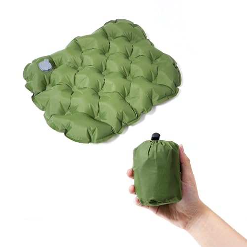 Inflatable Seat Cushion for Airplane Travel Waterproof Air Pad with Repair Kit and Storage Bag, Portable Office Car Stadium Hiking Seat Pad (15.75"x11.82") - color: Military Green, size: 1pack