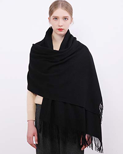 RIIQIICHY Winter Scarfs for Women Pashmina Shawls Wraps for Evening Dresses Large Warm Soft Scarves - color: Black