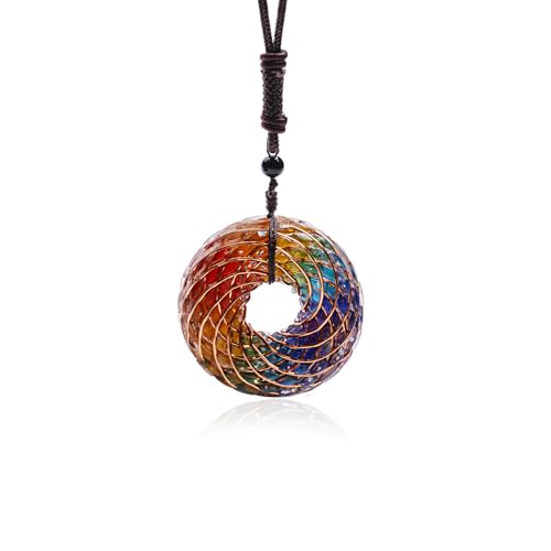 Opal Rodin Coil Pendant Necklace for Meditation, Sacred Geometry Jewelry, Energy Amplifier & Chakra Balancing, Adjustable Chain for Women & Men, 1.93x0.7 Inch Pendant - color: 2