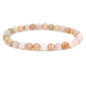 Natural Gemstone 6mm Round Beads Stretch Bracelet 7 Inch - color: Peruvian Pink Opal