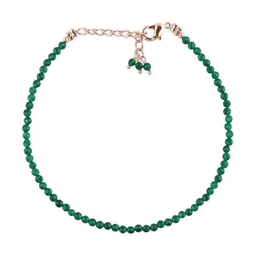 Natural Gemstone Beaded Bracelet, Microfaceted Crystals, Handmade Dainty Jewelry, Bohemian Plated Bracelet-Gift - style: Green Jade-Stone