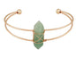 Handmade Green Aventurine Wire Wrapped Cuff Bracelet, Adjustable Minimalist Boho Bangle for Women - style: Bracelet BRAC.004