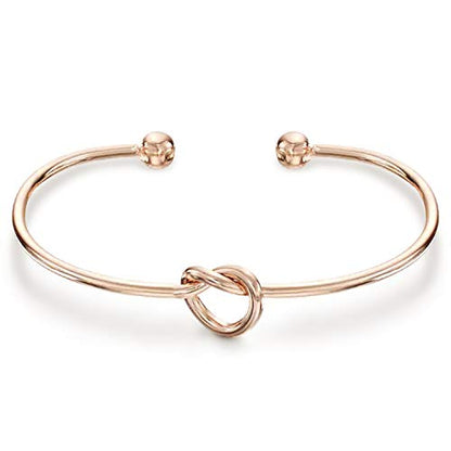 PAVOI 14K Gold Plated Forever Love Knot Infinity Bangle Bracelets for Women | Gold Bangle Bracelet for Women - color: Rose Gold